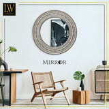 LW Collection Wandspiegel bruin vintage rond 60x60 cm hout
