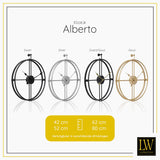 LW Collection Wandklok Alberto zwart met gouden wijzers 52cm - Wandklok modern - Stil uurwerk - industriële wandklok wandklok wandklokken klokken uurwerk klok