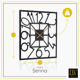 LW Collection Wandklok XL Senna zwart met gouden wijzers 80cm - Wandklok minimalistisch - Industriële wandklok stil uurwerk wandklok wandklokken klokken uurwerk klok