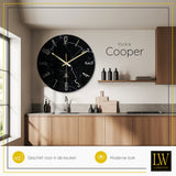 LW Collection Keukenklok Cooper zwart marmer 60cm - Wandklok stil uurwerk wandklok wandklokken klokken uurwerk klok
