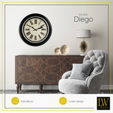 LW Collection Wall clock Diego1 45cm silver edge - wall clock