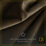 LW Collection Gordijnen met haakjes Bruin Velvet Kant en klaar 175x140CM