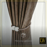LW Collection Curtains brown velvet ready-made 290X270CM