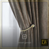 LW Collection Curtains brown velvet ready-made 290X270CM