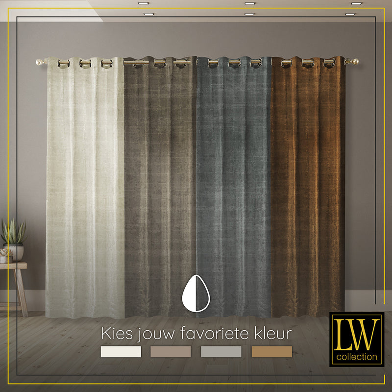 LW Collection Curtains Brown Chenille Ready made 290x245cm