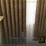 LW Collection Curtains Brown Chenille Ready made 140x225cm