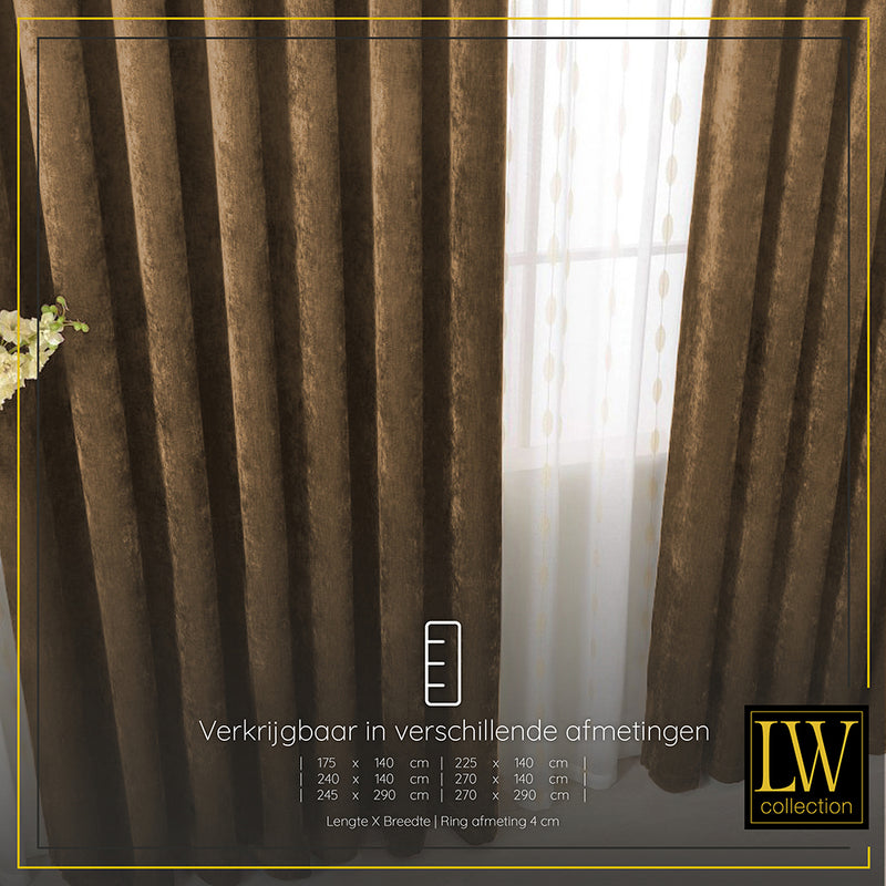 LW Collection Curtains Brown Chenille Ready made 140x270cm