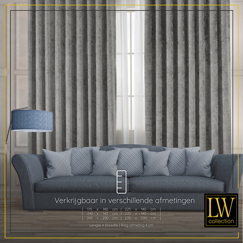LW Collection Curtains Gray Chenille Ready made 140x225cm