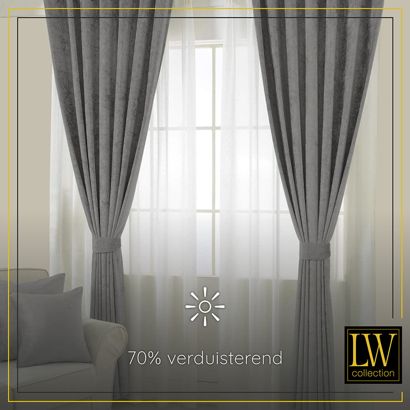 LW Collection Curtains Gray Chenille Ready made 290x270cm