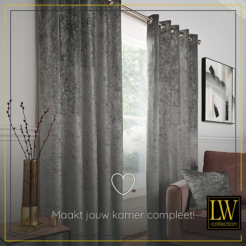 LW Collection Curtains Gray Chenille Ready made 140x270cm