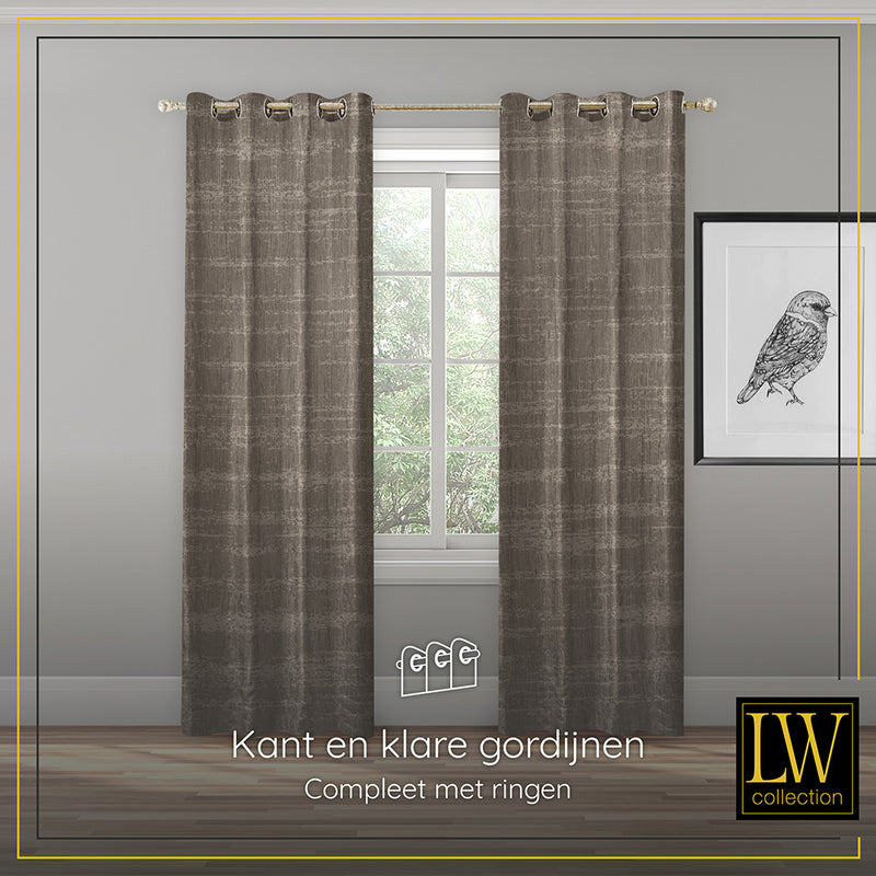 LW Collection Curtains Taupe Chenille Ready made 140x240cm
