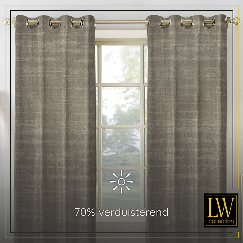 LW Collection Curtains Taupe Chenille Ready made 140x240cm