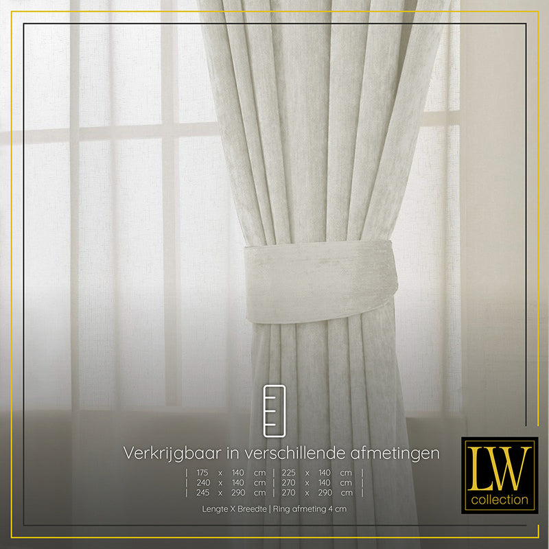 LW Collection Curtains White Chenille Ready made 140x240cm
