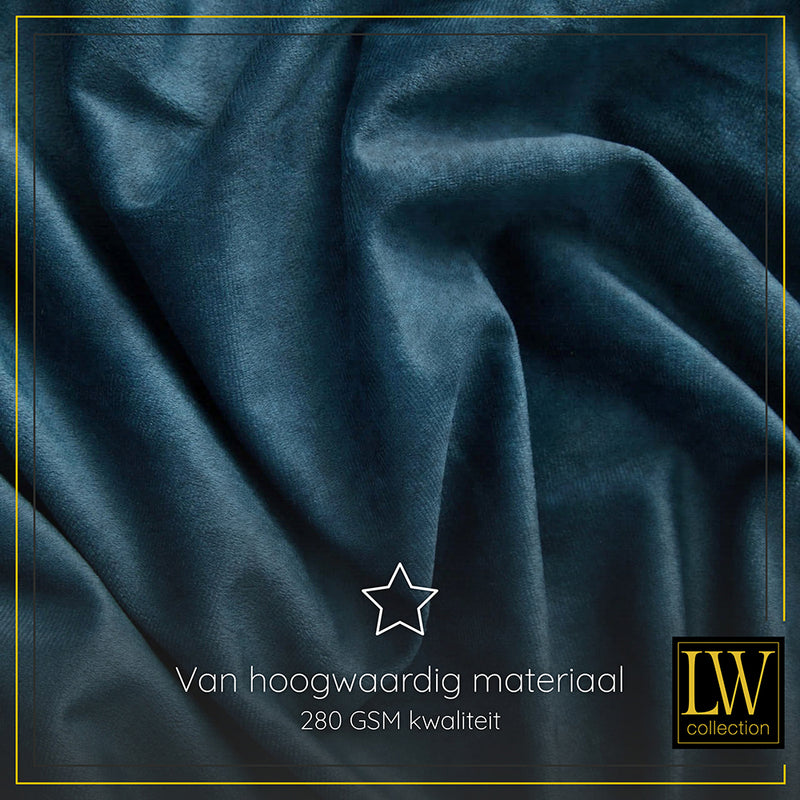 LW Collection Curtains Dark Blue Velvet Ready made 290x245cm
