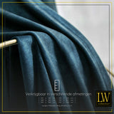 LW Collection Gordijnen Donkerblauw Velvet Kant en klaar 225x140CM