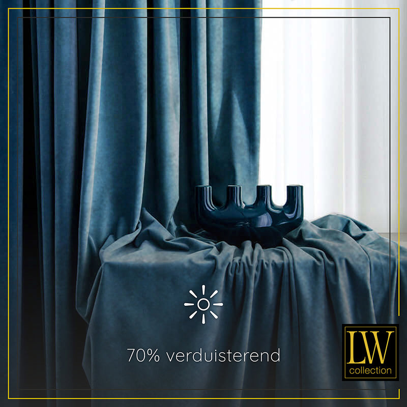 LW Collection Curtains Dark Blue Velvet Ready made 140x240cm