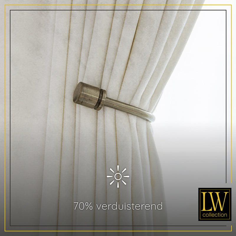 LW Collection Curtains off-white Velvet Ready made 140x175cm