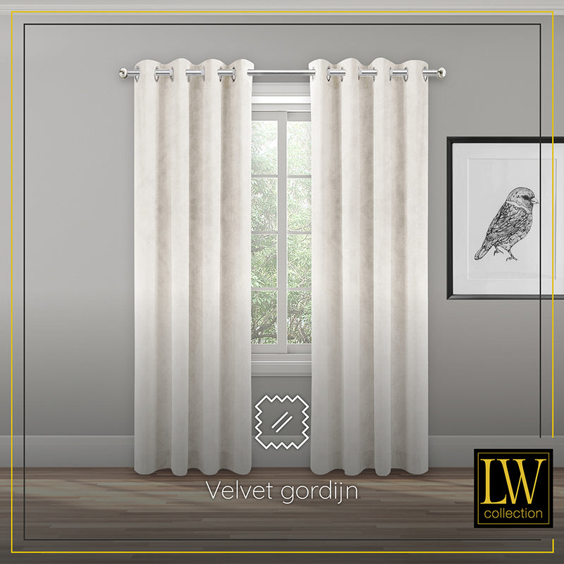 LW Collection Curtains off-white Velvet Ready made 140x175cm