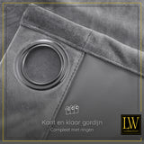LW Collection Curtains Gray Velvet Ready made 140x225cm