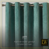 LW Collection Curtains Green velvet ready-made 140X270CM