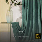 LW Collection Curtains Green Velvet Ready made 140x225cm