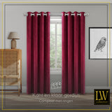 LW Collection Curtains Red Velvet Ready made 290x245cm