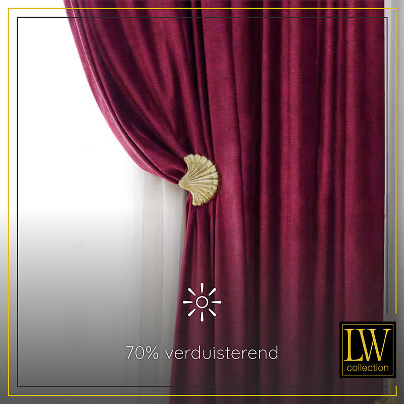 LW Collection Curtains Red velvet ready-made 140X270CM