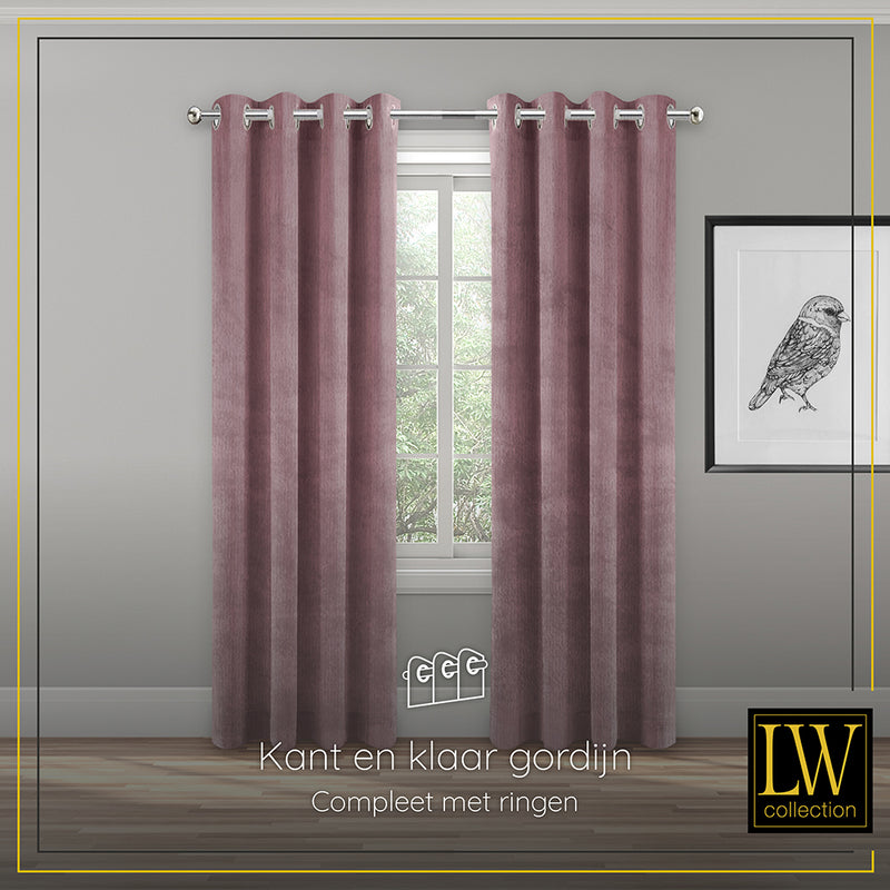 LW Collection Curtains Pink Velvet Ready and ready 290x245cm