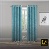 LW Collection Curtains Turquoise velvet ready-made 140X270CM