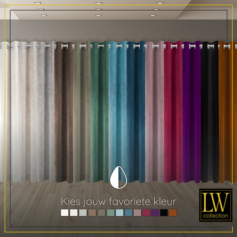 LW Collection Rideaux Turquoise Velours Ready made 140x175cm