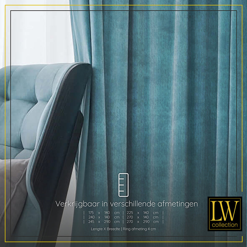LW Collection Curtains Turquoise Velvet Ready made 140x240cm