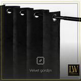 LW Collection Gordijnen Zwart Velvet Kant en klaar 270x140CM
