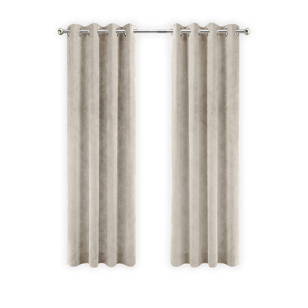 LW Collection Curtains Beige Velvet Ready made 290x245cm