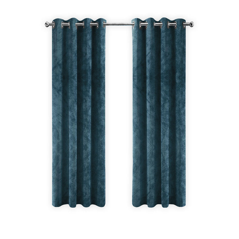 LW Collection Curtains Dark Blue Velvet Ready made 140x240cm
