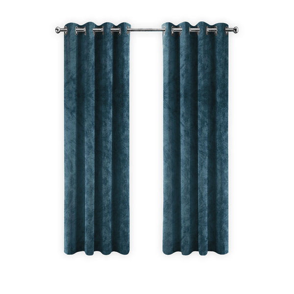 LW Collection Curtains Dark Blue Velvet Ready made 140x225cm