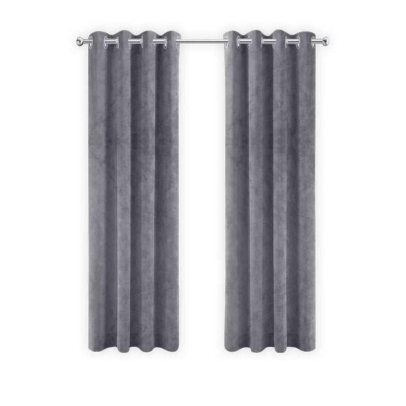 LW Collection Rideaux Velours Gris Ready made 290x245cm