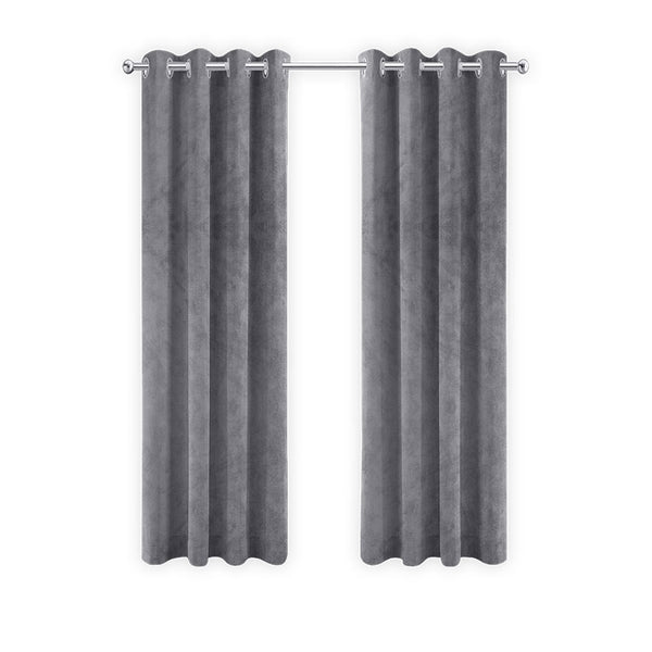 LW Collection Rideaux Velours Gris Ready made 140x270cm