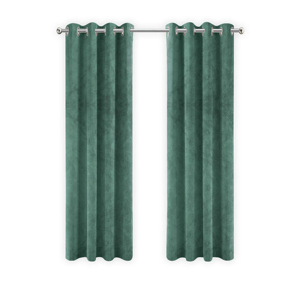 LW Collection Curtains Green Velvet Ready made 140x175cm