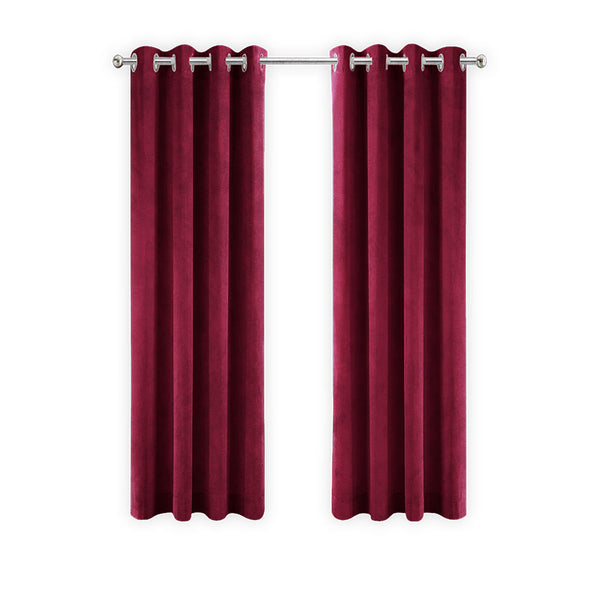 LW Collection Curtains Red Velvet Ready made 290x270cm