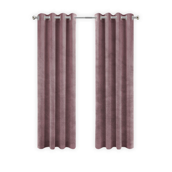 LW Collection Curtains Pink Velvet Ready made 290x270cm