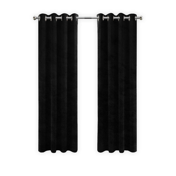 LW Collection Curtains Black Velvet Ready made 140x225cm