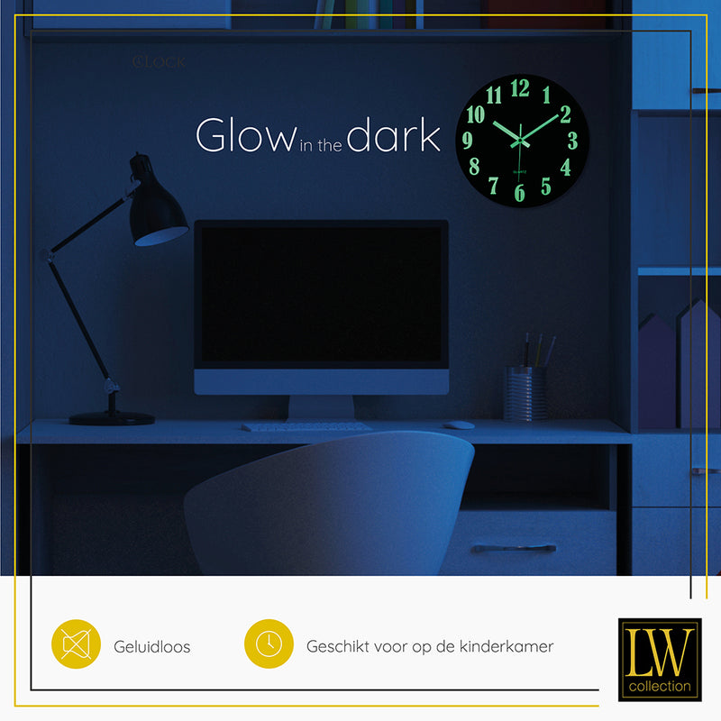 Wandklok glow in the dark 30cm