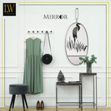 LW Collection Miroir mural argent rond ovale 45x96 cm métal