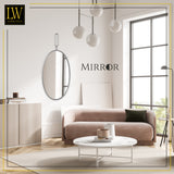 LW Collection Miroir mural argent rond ovale 45x96 cm métal