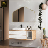 LW Collection Miroir mural doré semi-circulaire 81x53 cm métal