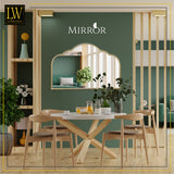 LW Collection Miroir mural doré semi-circulaire 81x53 cm métal