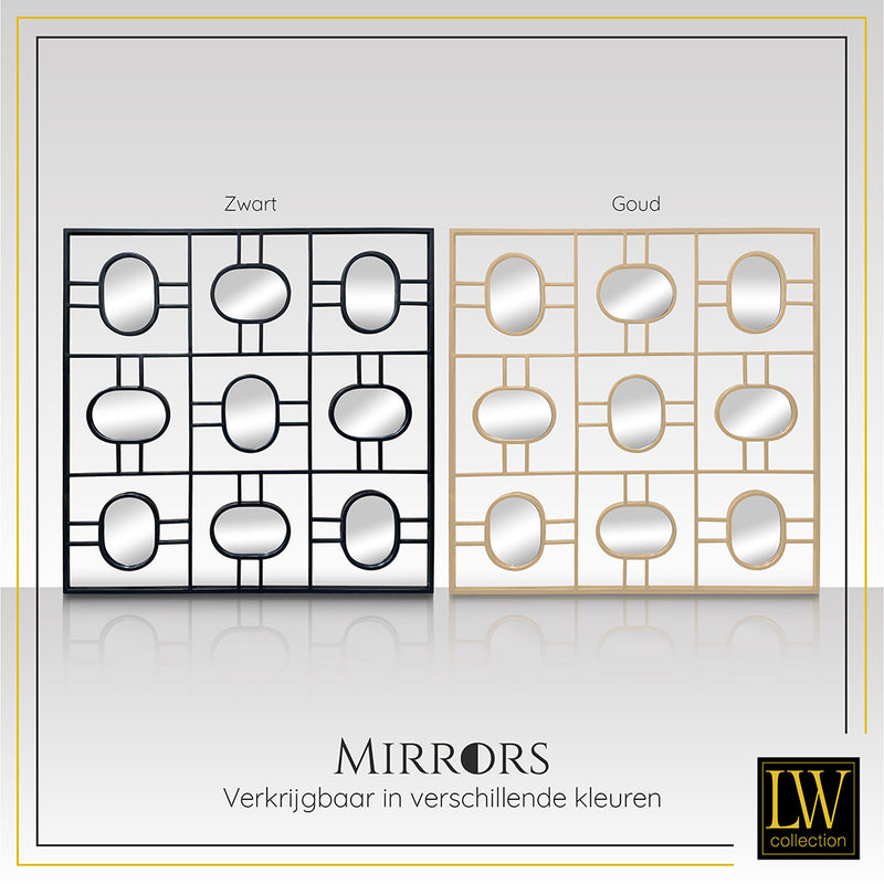 LW Collection Wall mirror black square 80x80 cm metal