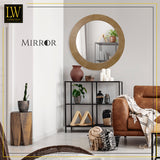 LW Collection Miroir mural marron rond 60x60 cm bois