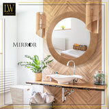 LW Collection Miroir mural marron rond 60x60 cm bois
