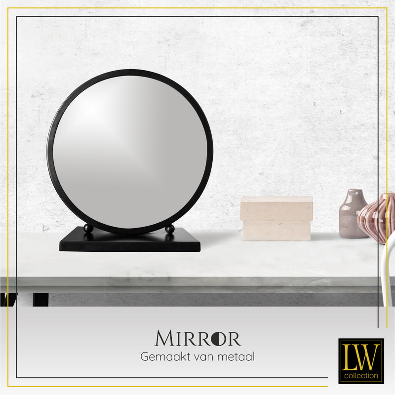 LW Collection Miroir de table noir 30x32 cm métal